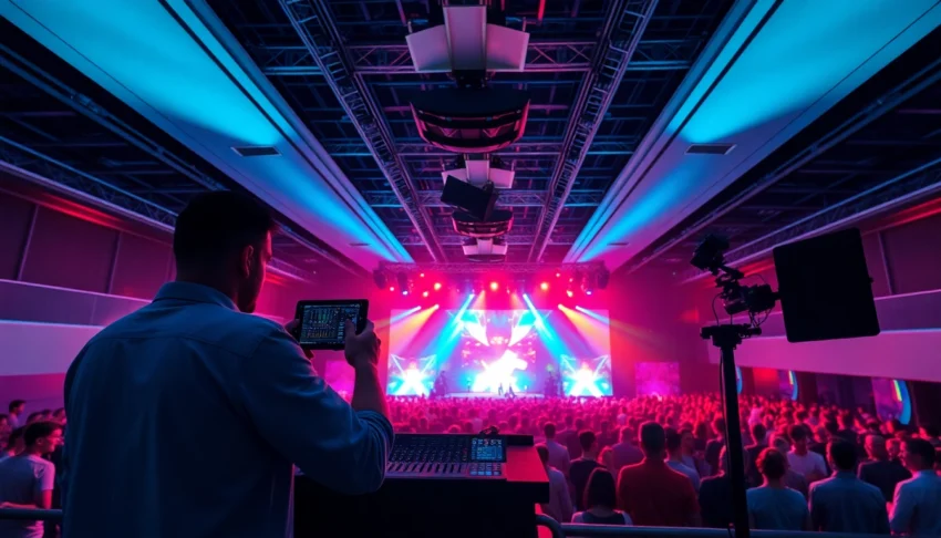 Full-Service Veranstaltungstechnik Köln: Expert event technicians optimizing audio, lighting, and visuals for flawless corporate and entertainment events.