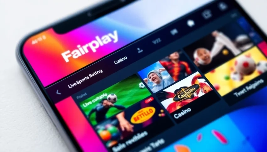 Screenshot of the fairplay app showing live betting odds and casino games interface on mobile device for seamless gaming experience