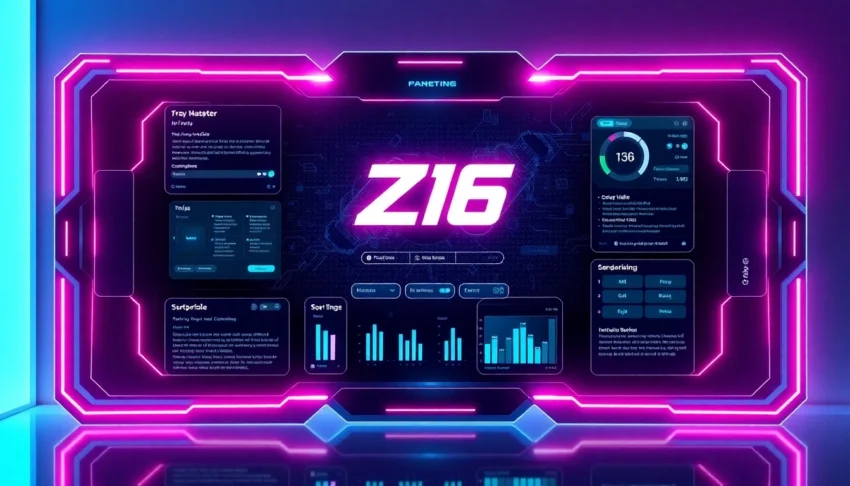 Z16 online platform showcasing advanced gaming interface with vibrant visuals and modern design for an engaging experience