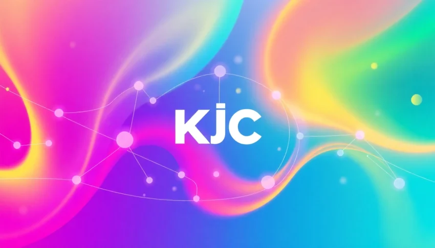 KJC logo illuminated on a digital interface, symbolizing global entertainment connectivity and technological innovation, engaging viewer attention.