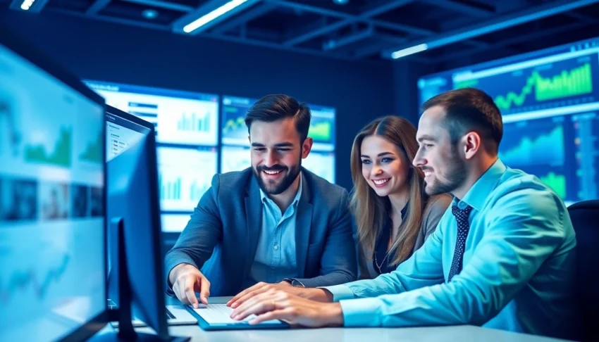 High-quality photo of digital marketing experts optimizing "rank your website" strategies with