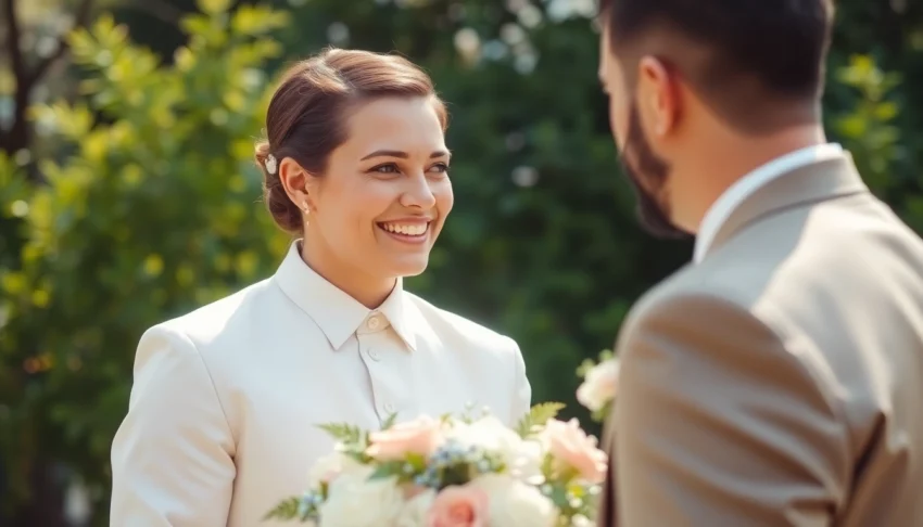 Professional eskuvoi fotos capturing a candid outdoor wedding moment in natural light
